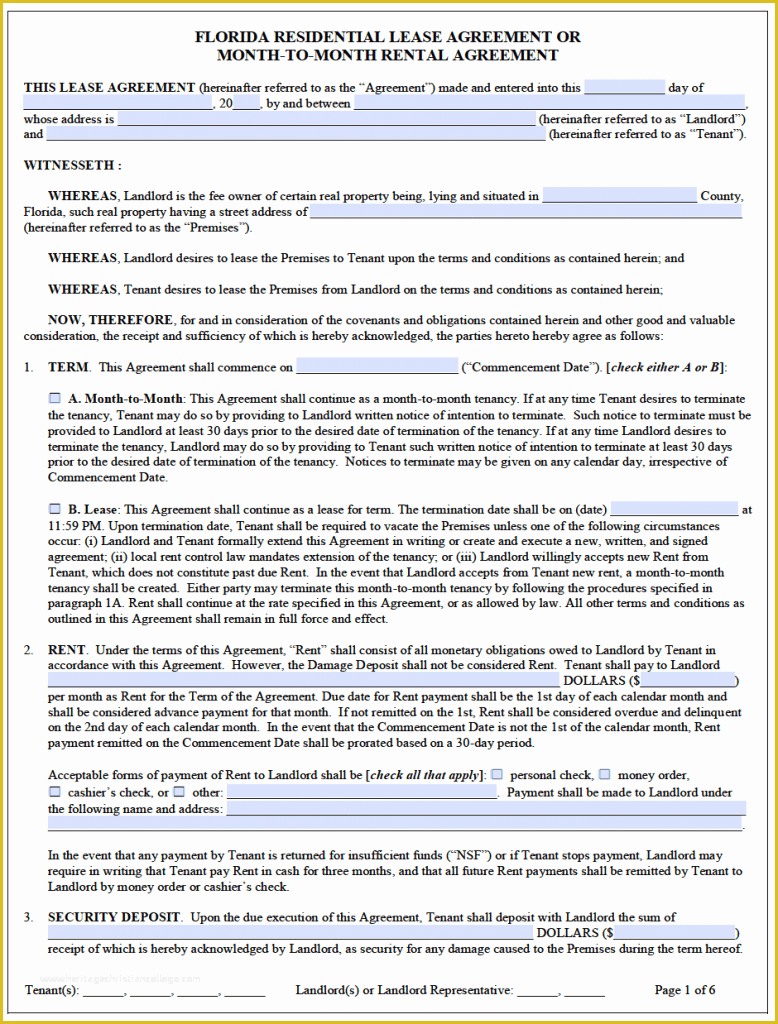 Free Florida Residential Lease Agreement Template Of Free Florida Residential Lease Agreement Template – Pdf – Word