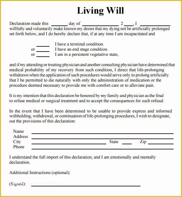 Free Florida Will Templates Of 9 Sample Living Wills Pdf