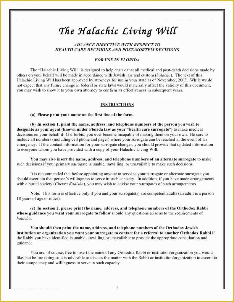Free Florida Will Templates Of form Templates Free Living Will forms to Print Printable