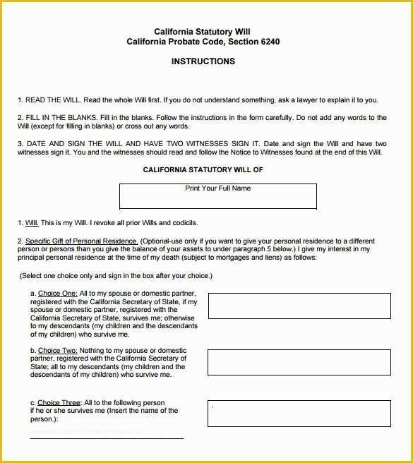 Free Florida Will Templates Of Printable Free Will forms – M Invoice World