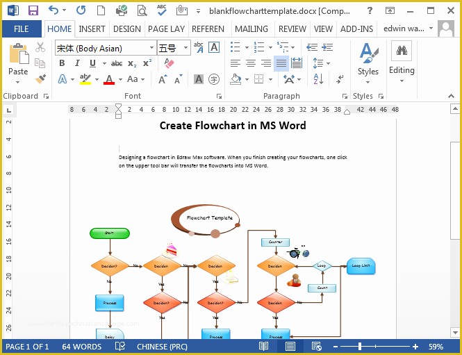 Free Flowchart Template Word Of Flowcharts In Word