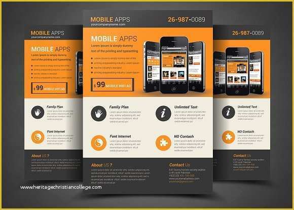 Free Flyer Design Templates App Of Mobile App Flyer Template Flyer Templates Creative Market