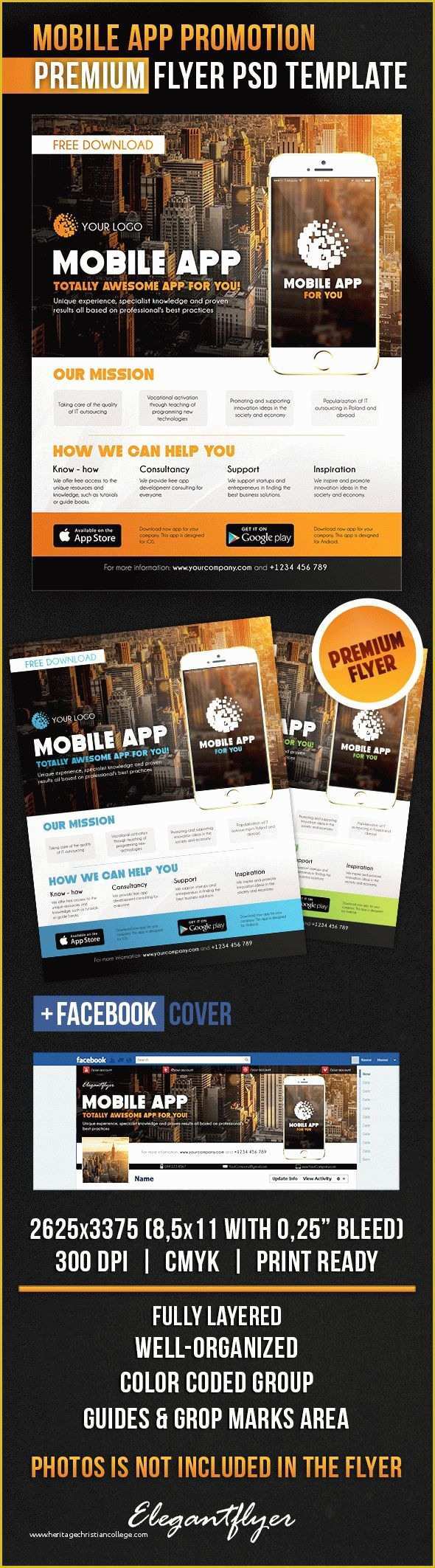 Free Flyer Design Templates App Of Mobile App Promotion – Flyer Psd Template – by Elegantflyer