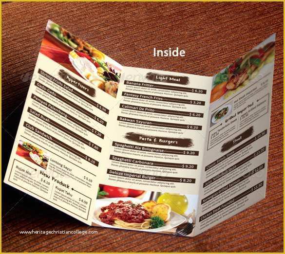 Free Folding Menu Template Of 51 Restaurant Menu Templates Design Psd Docs Pages