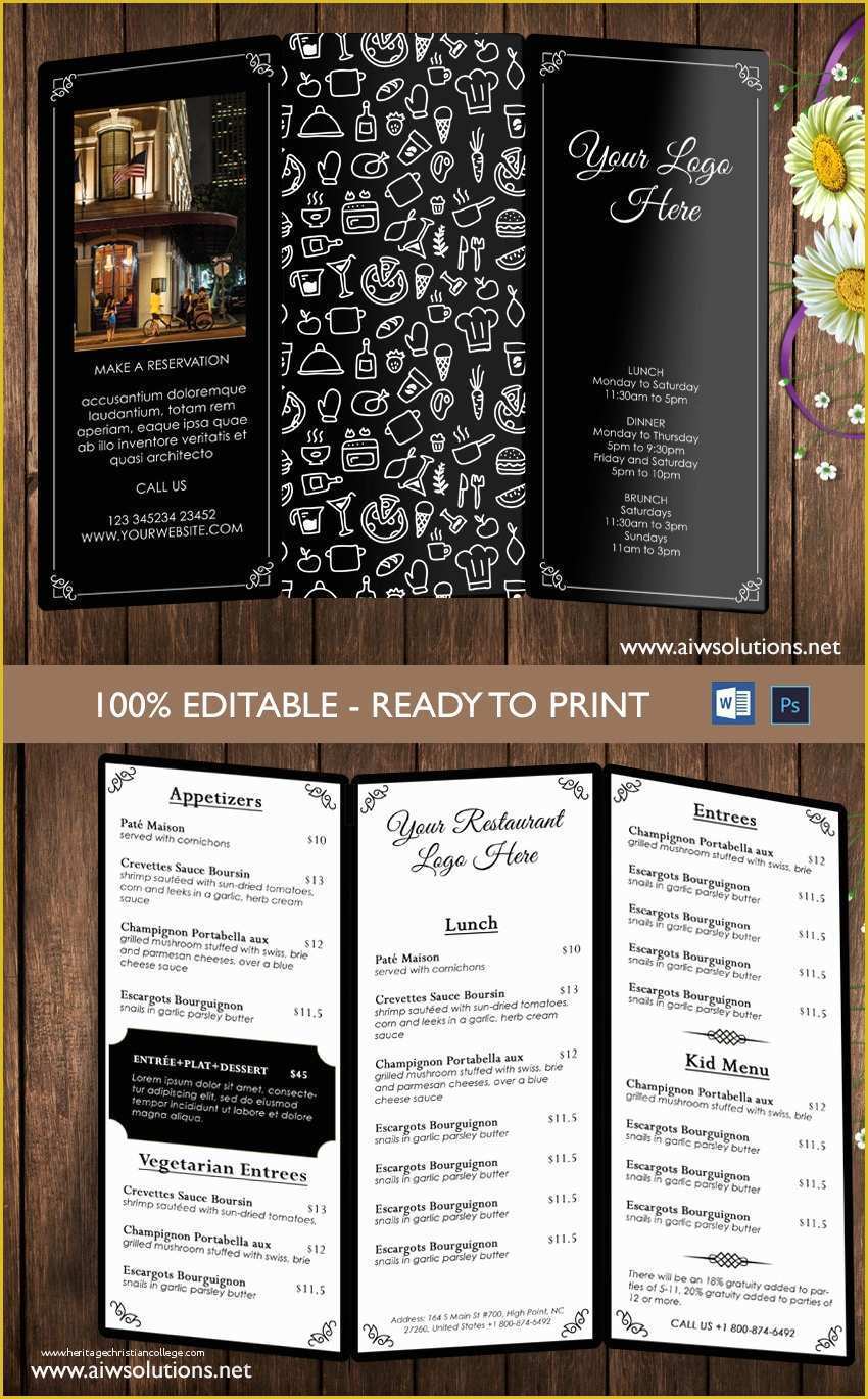 Free Folding Menu Template Of Design &amp; Templates Menu Templates Wedding Menu Food