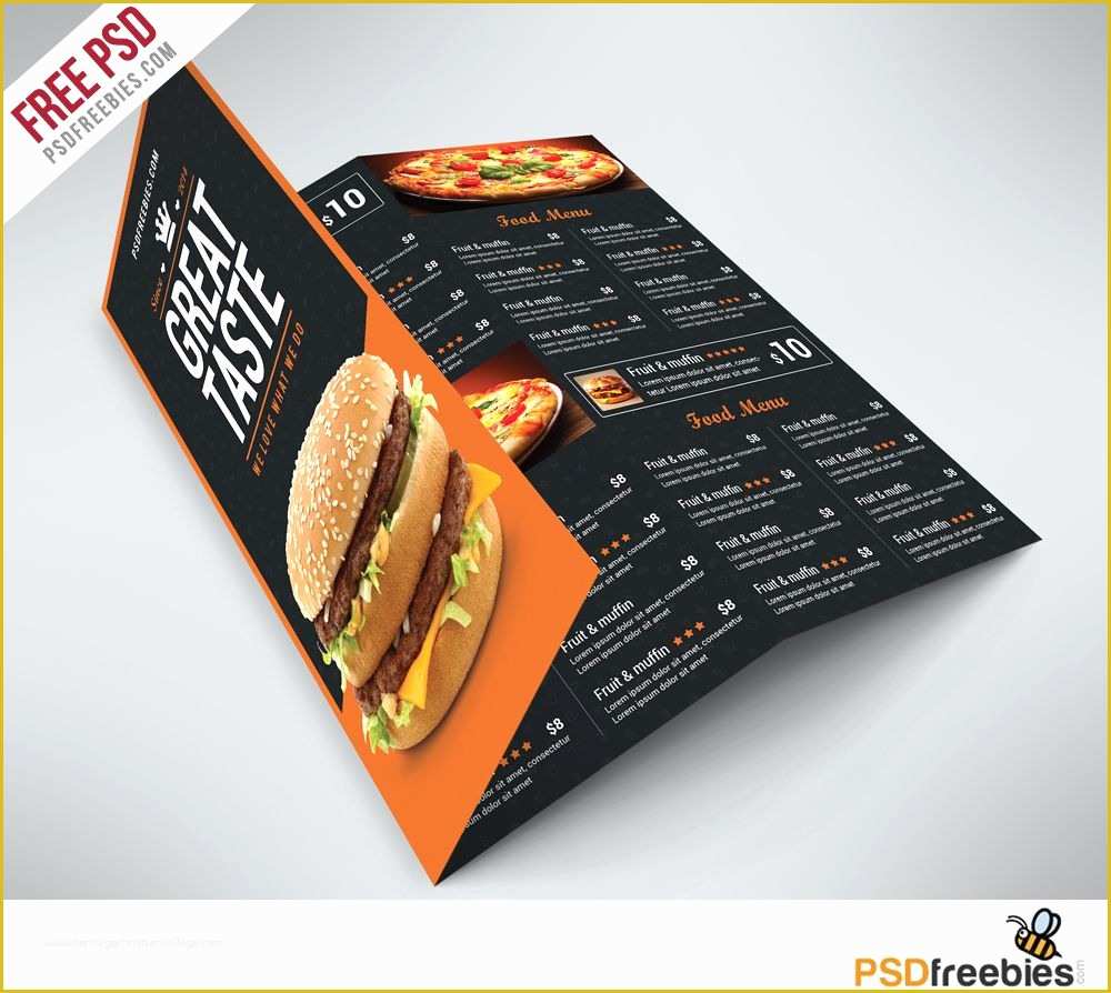 Free Folding Menu Template Of Fast Food Menu Trifold Brochure Free Psd