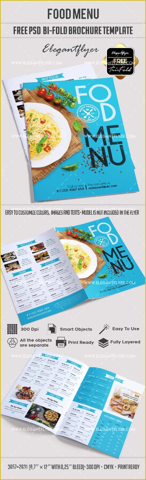 Free Folding Menu Template Of Free Bi Fold Cafe Menu Psd Brochure – by Elegantflyer