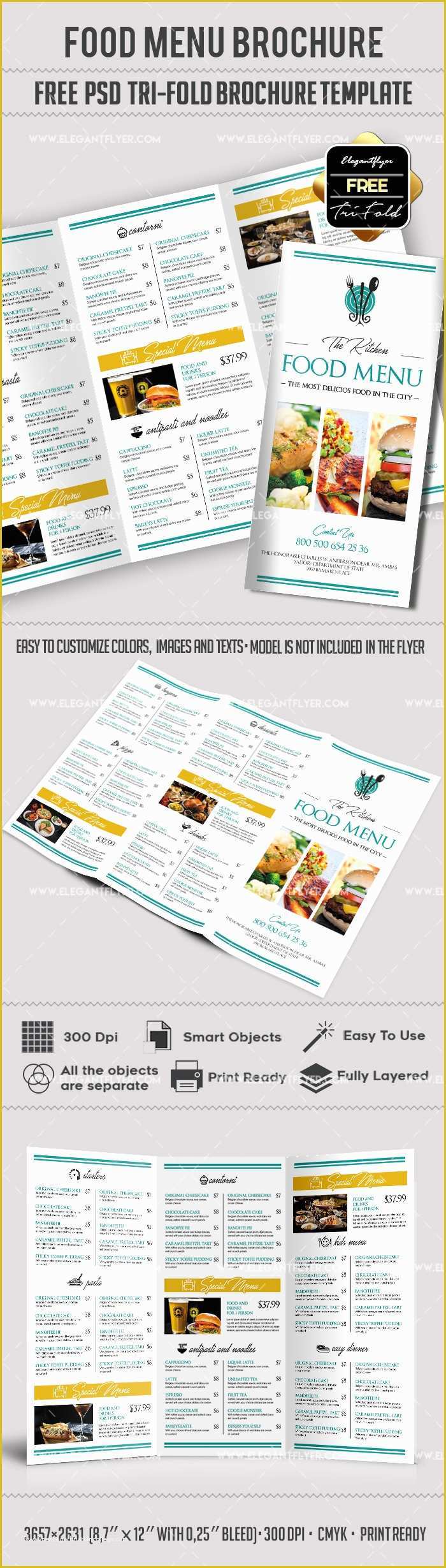 Free Folding Menu Template Of Free – Food Menu Tri Fold Psd Brochure Template – by