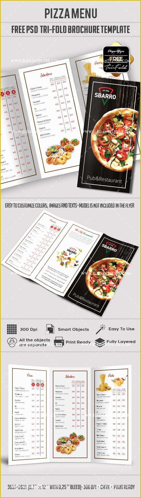 Free Folding Menu Template Of Free Tri Fold Brochure for Pizza – by Elegantflyer