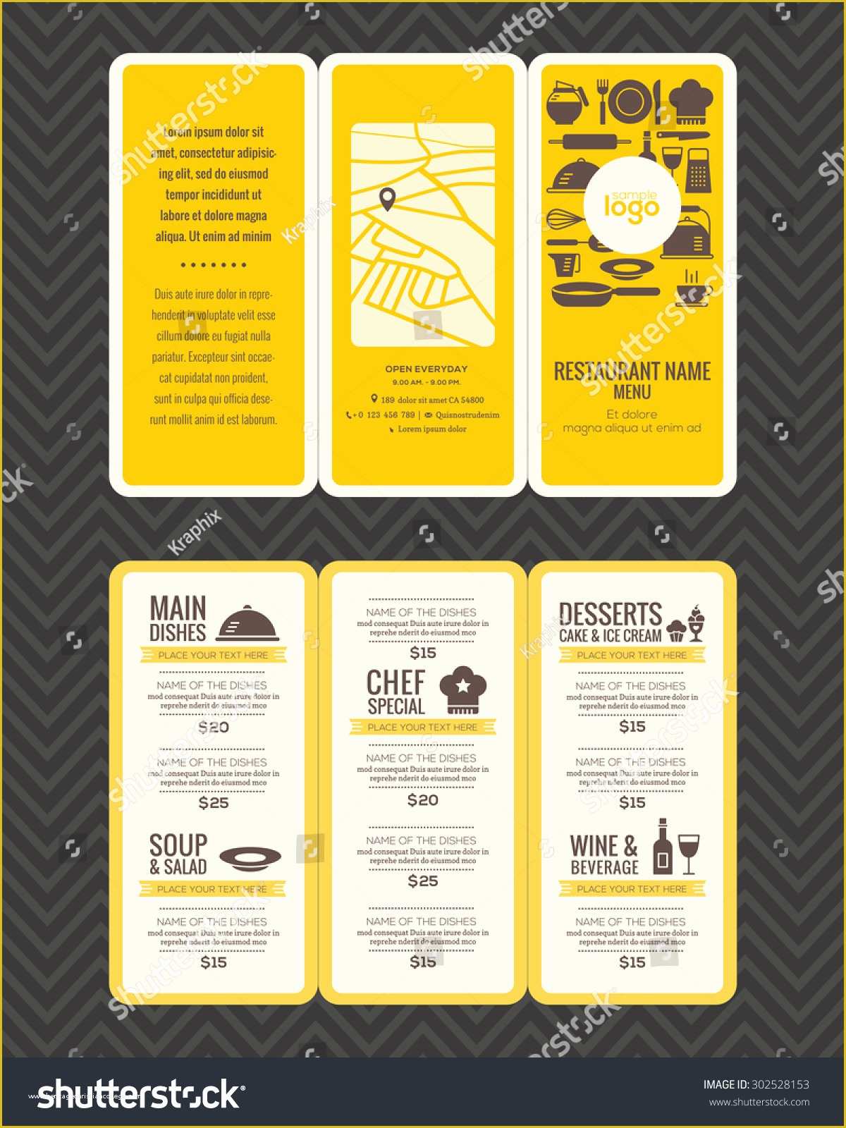 Free Folding Menu Template Of Modern Restaurant Menu Design Pamphlet Vector Template In