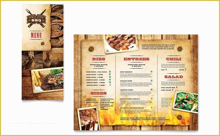 Free Folding Menu Template Of Steakhouse Bbq Restaurant Take Out Brochure Template