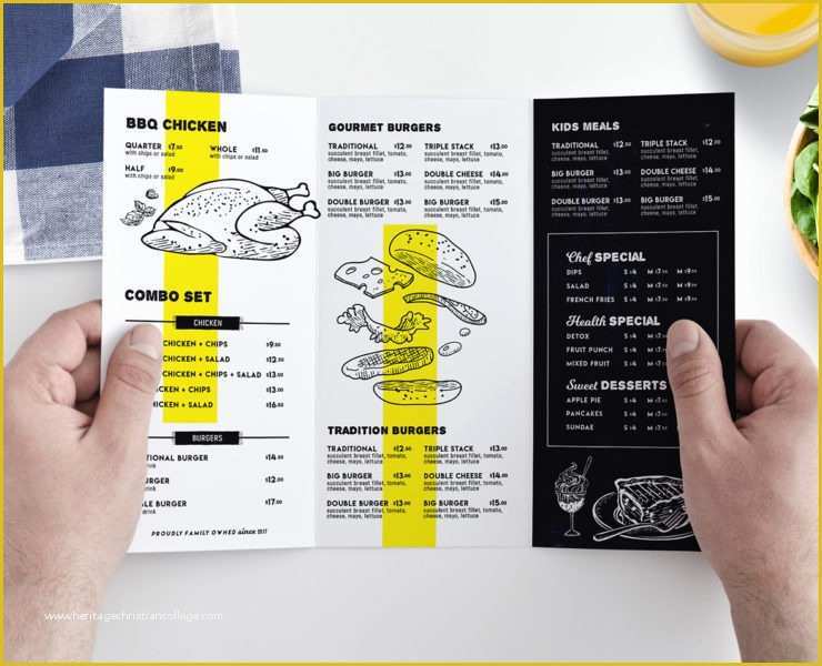 Free Folding Menu Template Of Tri Fold Food Menu Template for Restaurants In Psd Ai