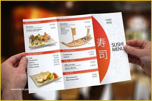 Free Folding Menu Template Of Tri Fold Sushi Menu Template Brochure Templates