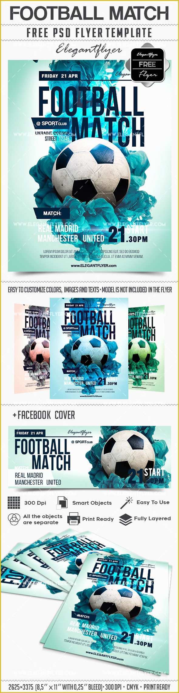 Free Football Flyer Design Templates Of Football Match Flyer In Psd – by Elegantflyer