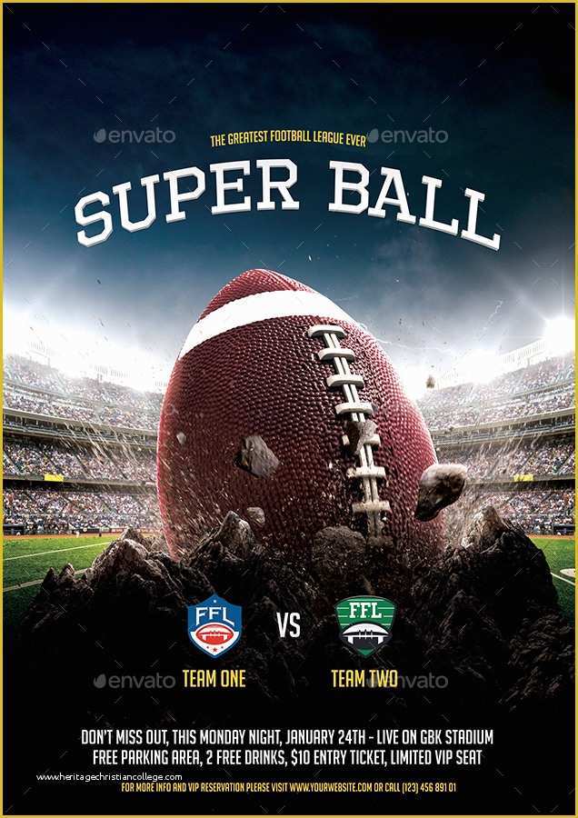 Free Football Flyer Design Templates Of Super Ball Football Flyer Template by Bornx