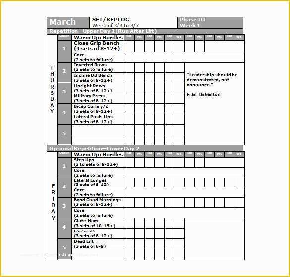 Free Football Program Templates Of Gym Workout Calendar Template