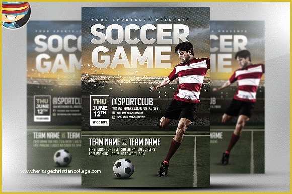 Free Football Program Templates Of soccer Game Flyer Template Flyer Templates Creative Market