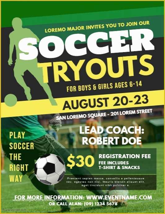 Free Football Program Templates Of soccer Tryouts Flyer Template