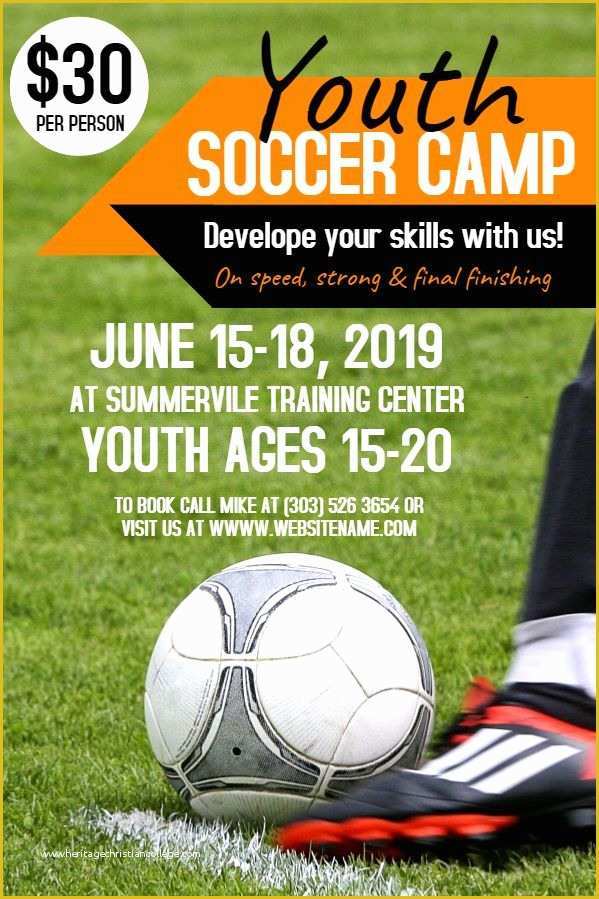 Free Football Program Templates Of soccer Youth Summer Camp Poster Flyer social Media Post