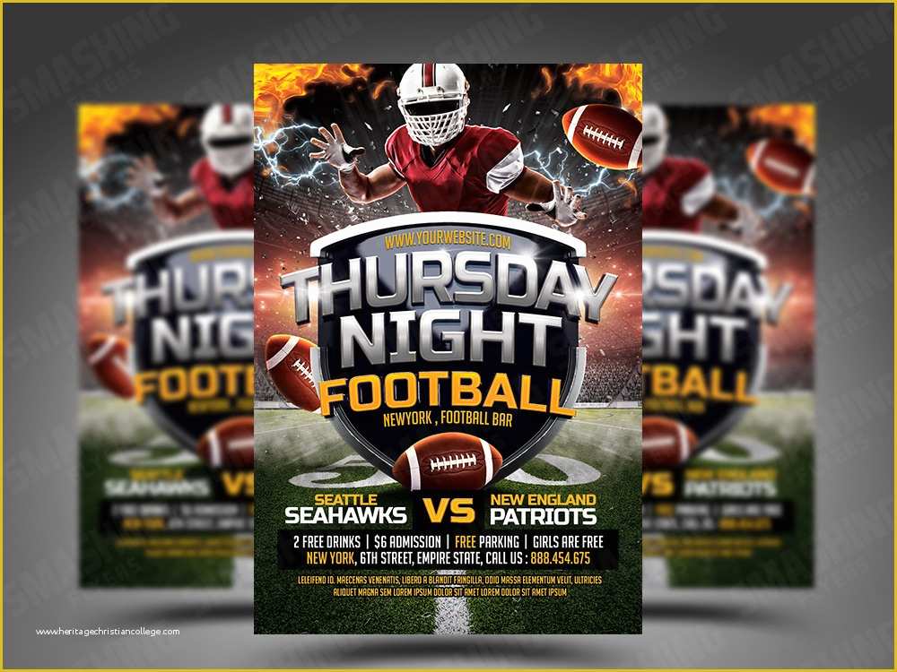 Free Football Program Templates Of Thursday Night Football Flyer Psd Template by