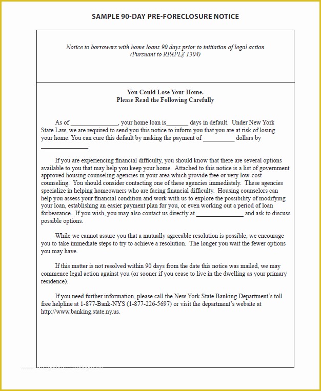Free foreclosure Letter Template Of foreclosure Notice Template Notice Intention to