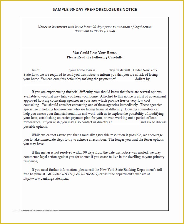 Free foreclosure Letter Template Of foreclosure Notice Template Notice Intention to