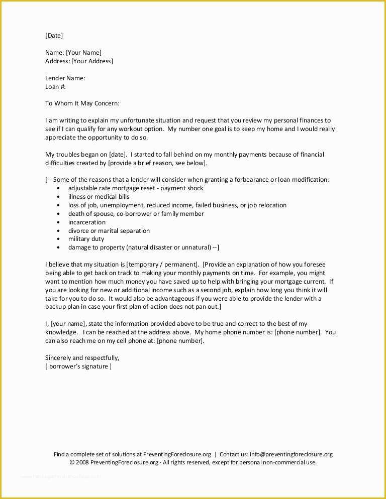 Free foreclosure Letter Template Of Hardship Letter Sample Template