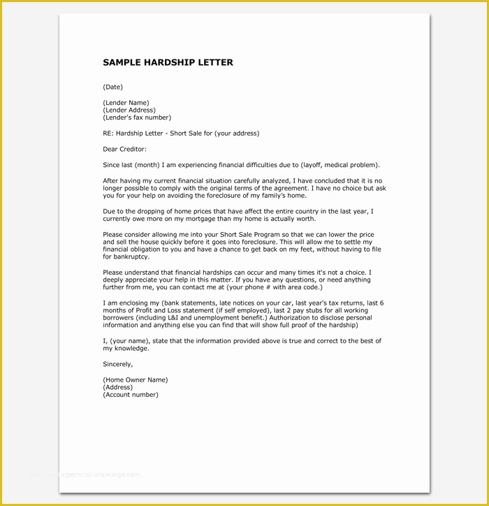 Free foreclosure Letter Template Of Hardship Letter Template 10 for Word Pdf format