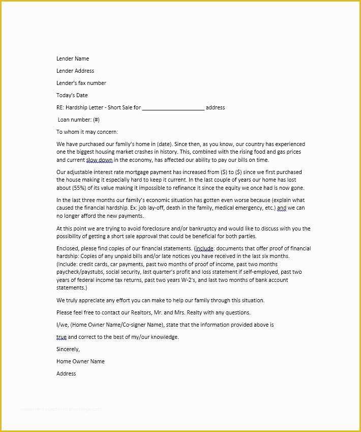 Free foreclosure Letter Template Of How to Write A Hardship Letter for High School