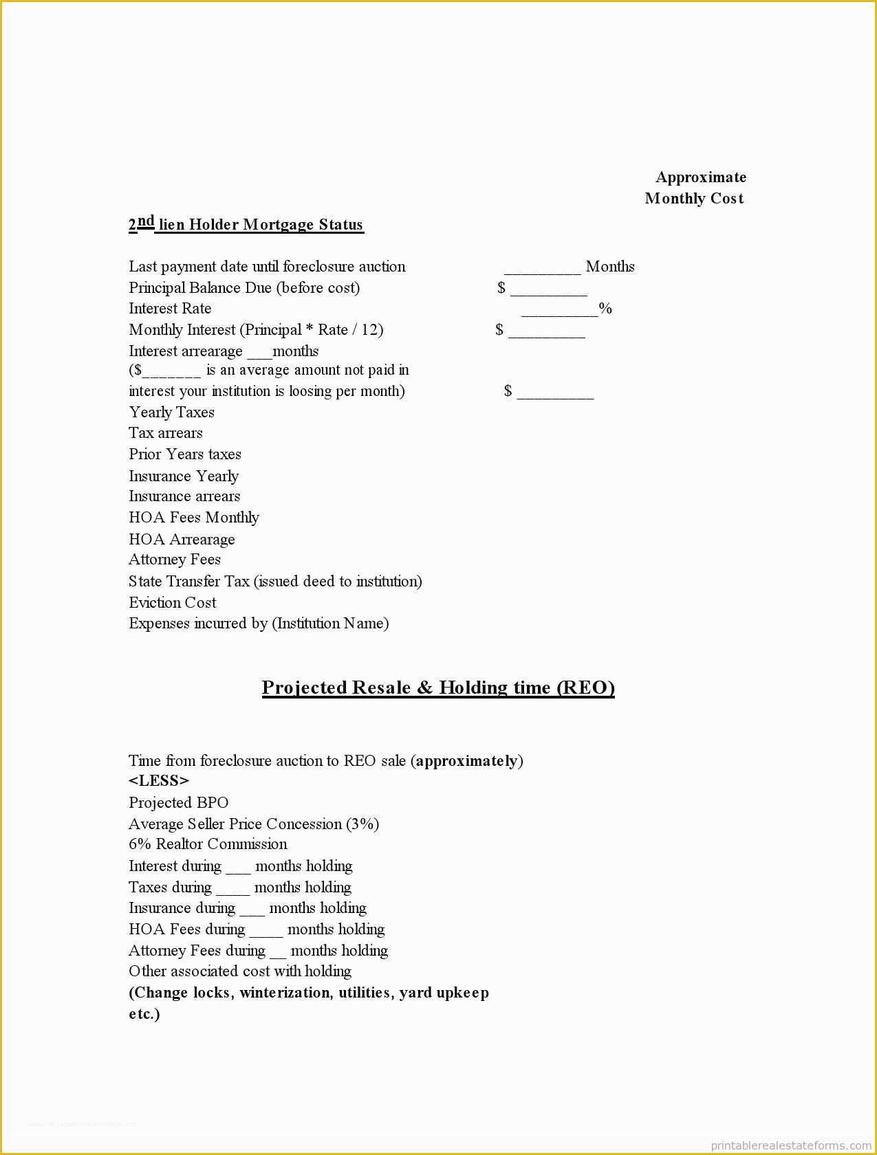 Free foreclosure Letter Template Of Printable Copy Of Projected foreclosure to Reo Cost