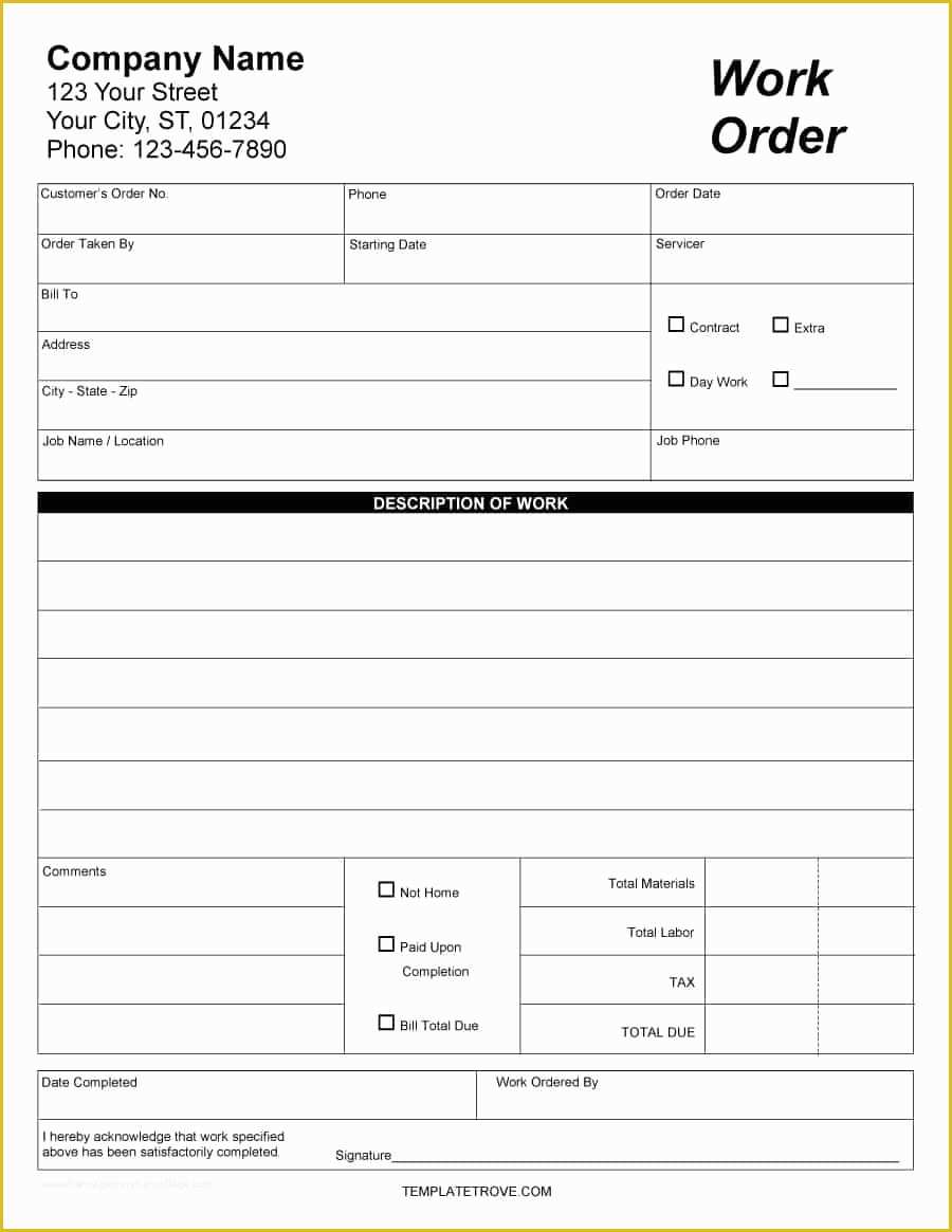 Free form Templates Of 40 order form Templates [work order Change order More]