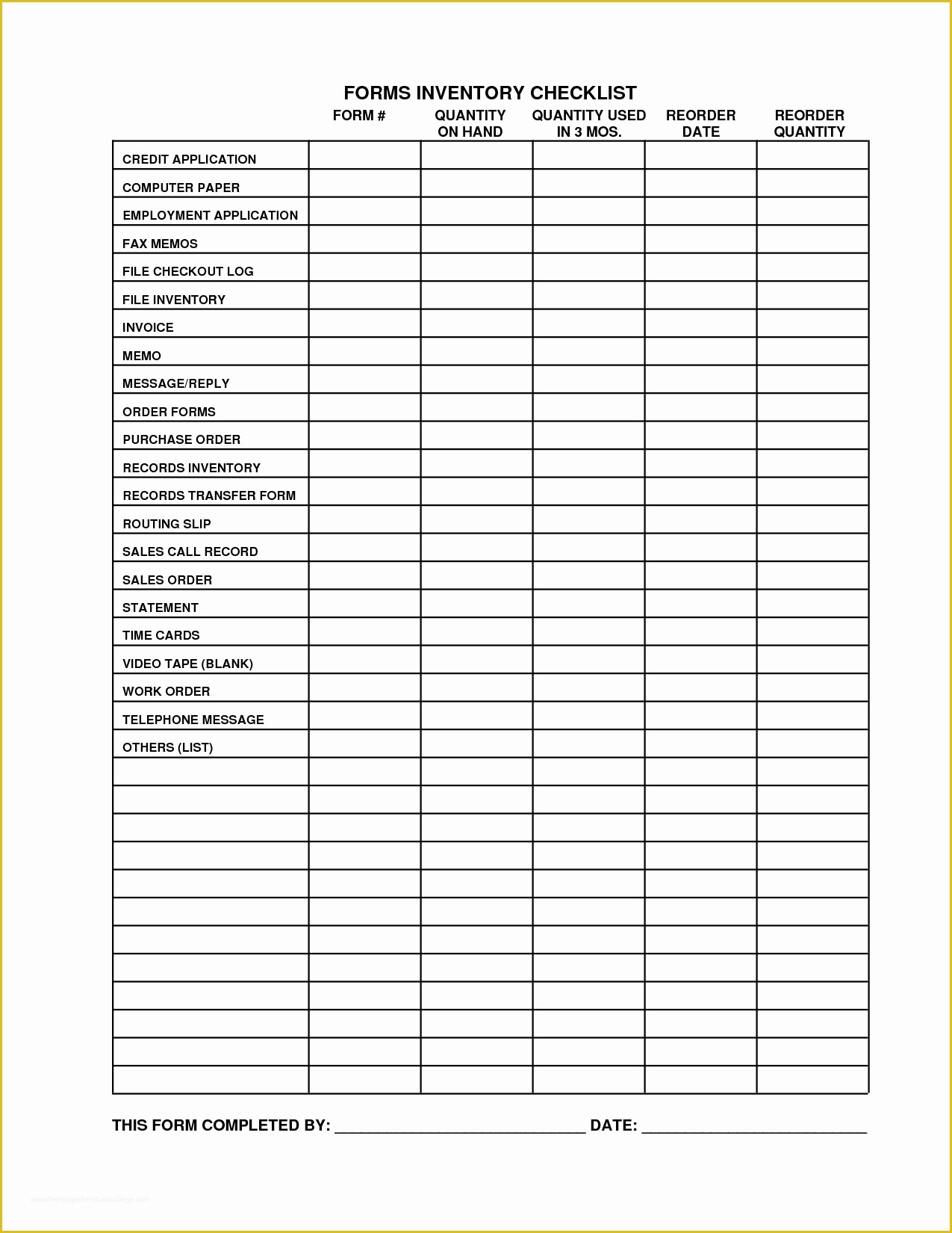 Free form Templates Of 6 Best Of Printable Inventory List form Printable
