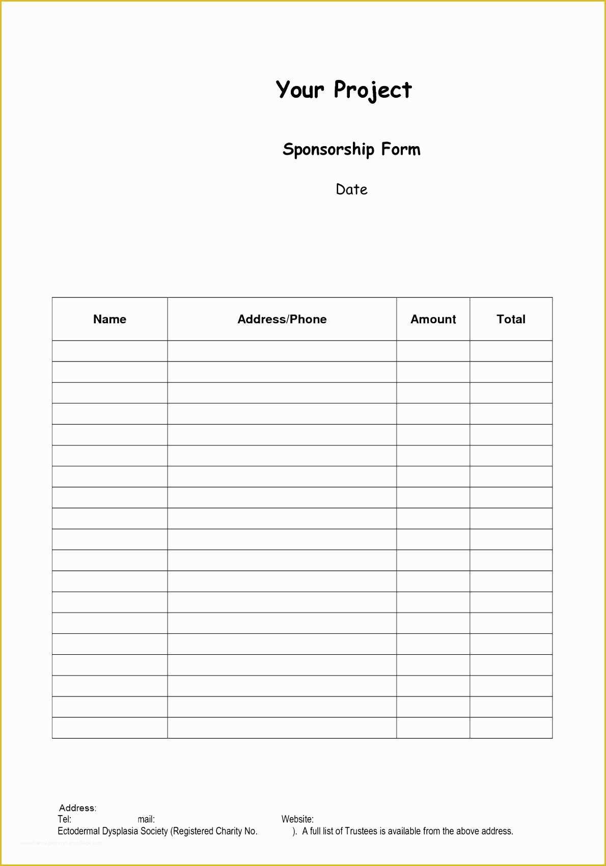 Free form Templates Of 9 Blank Sponsor form Template Uitet