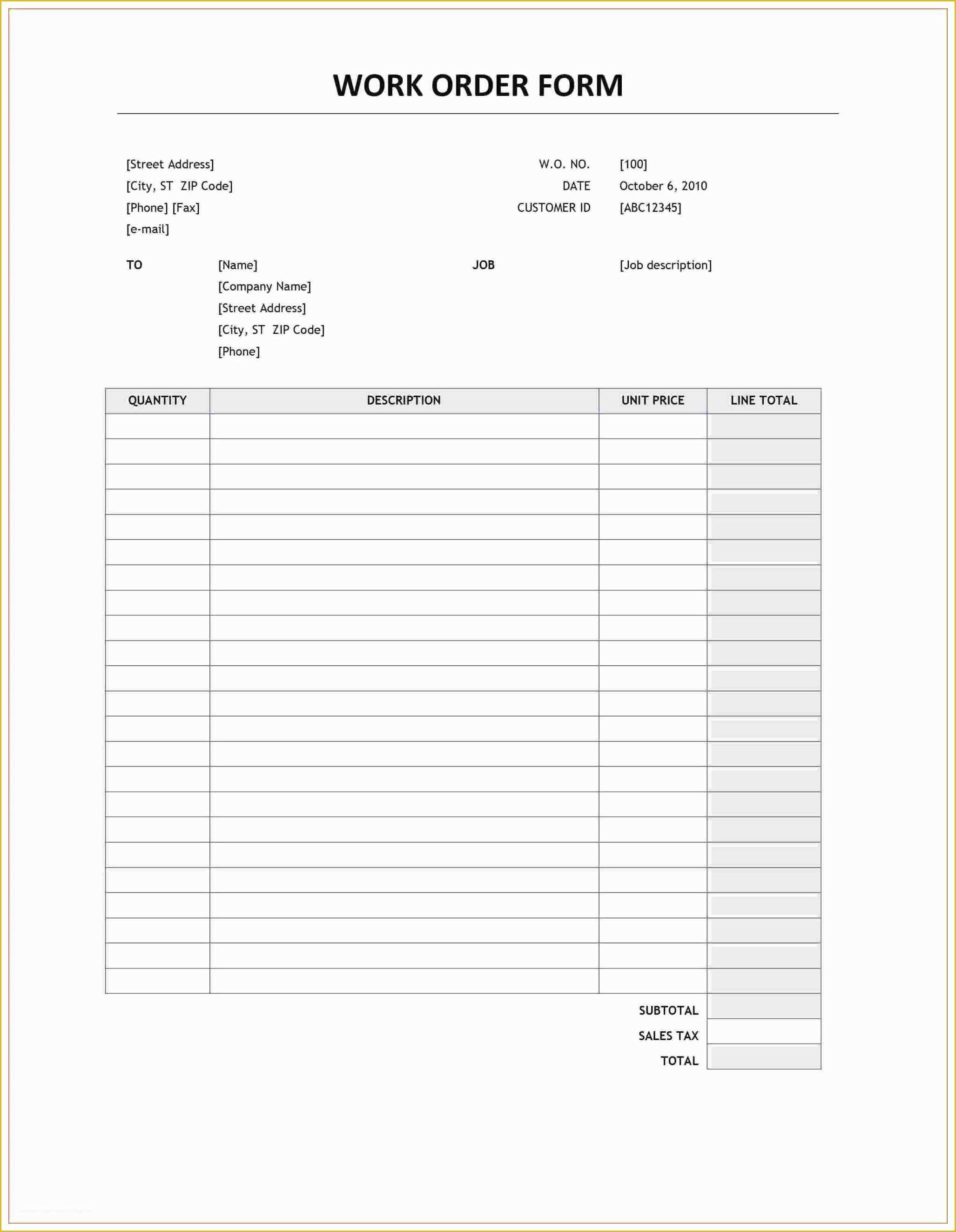 Free form Templates Of Blank order form Template Mughals