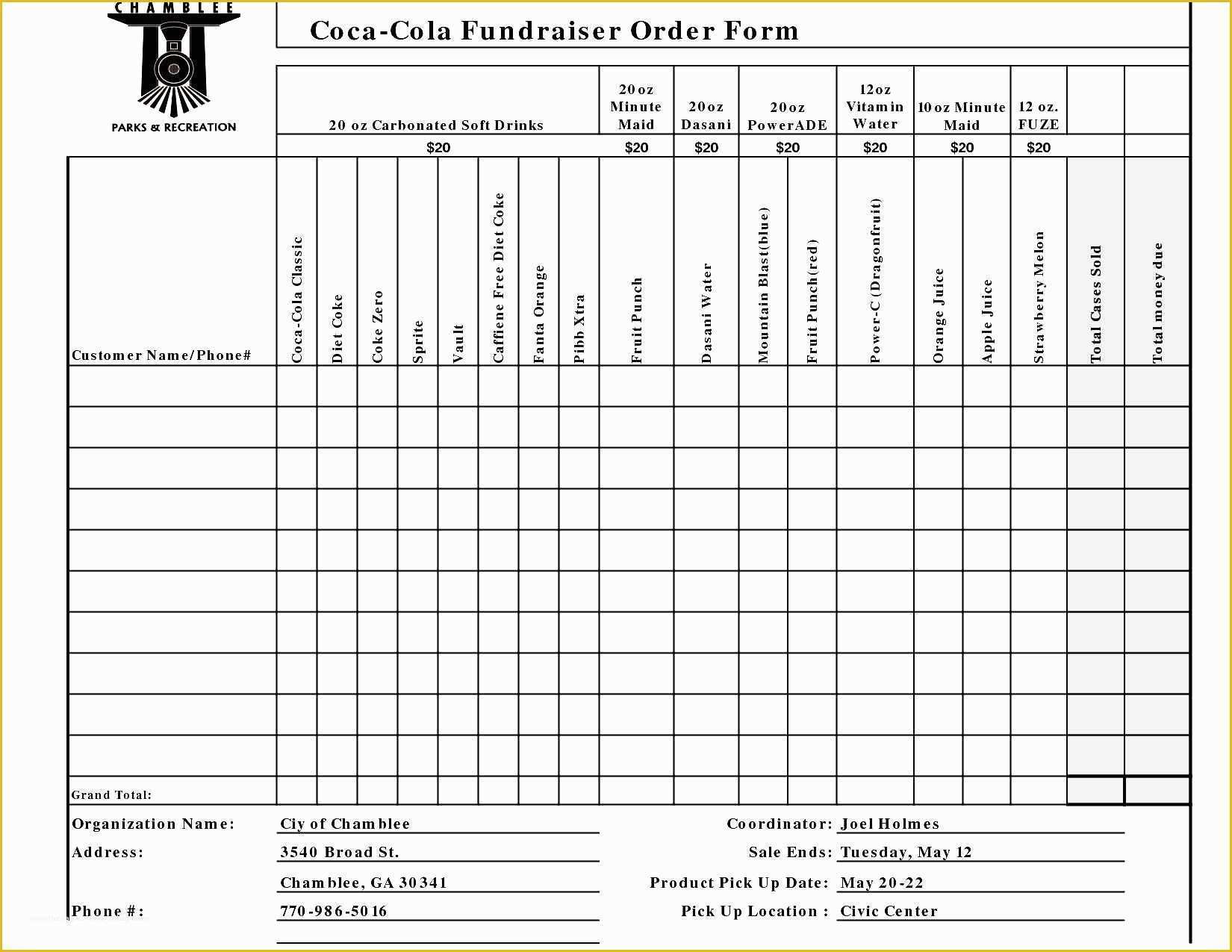 Free form Templates Of Free Fundraiser order form Template Excel