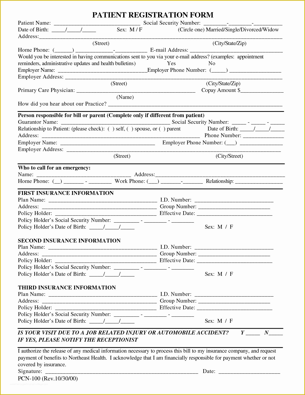 Free form Templates Of Free Patient Registration form Template Blank Medical