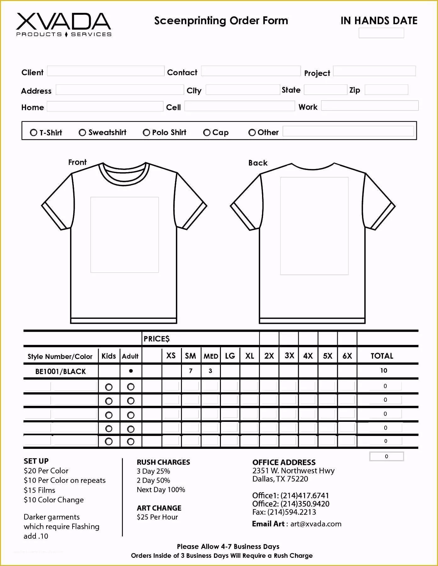 Free form Templates Of Sample T Shirt order form Template Microsoft Word