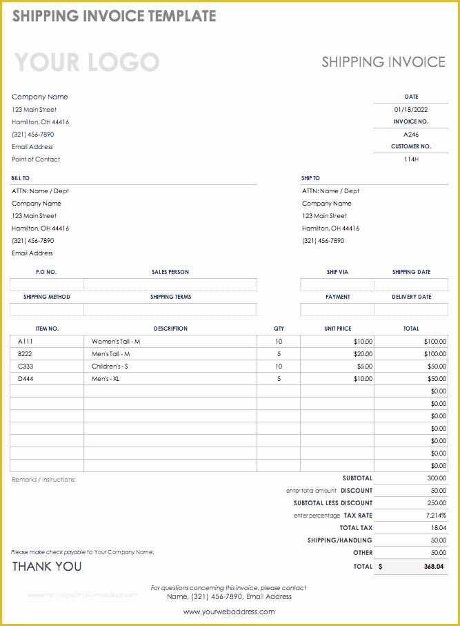 Free Freight Invoice Template Of Free Shipping and Packing Templates