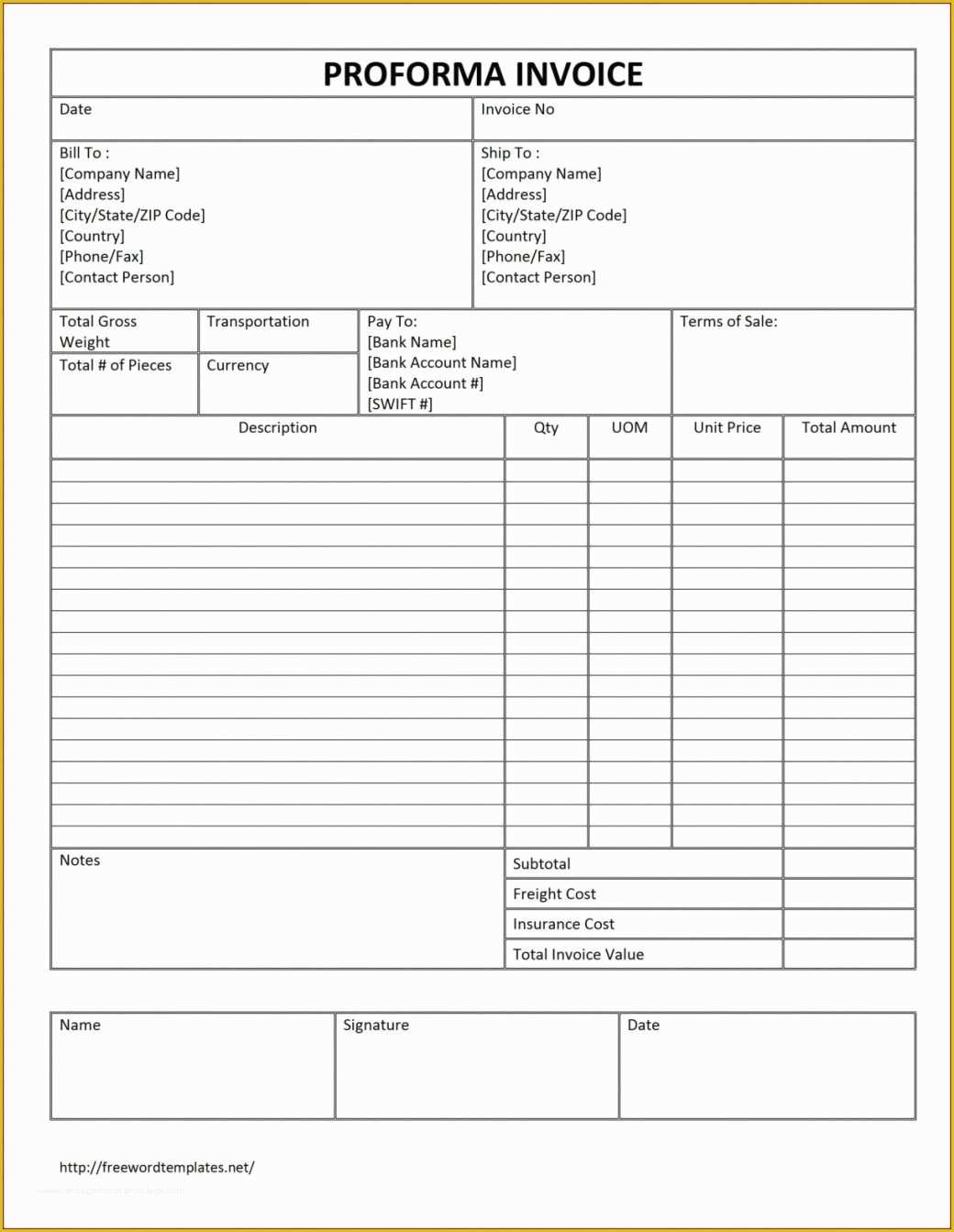 Free Freight Invoice Template Of Freight Invoice Template