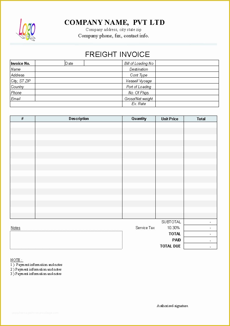 Free Freight Invoice Template Of Freight Invoice Template Uniform Invoice software