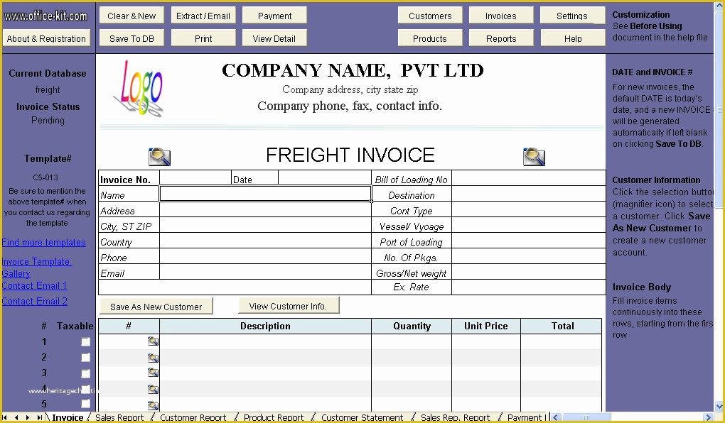 Free Freight Invoice Template Of Freight Invoice Template Uniform Invoice software