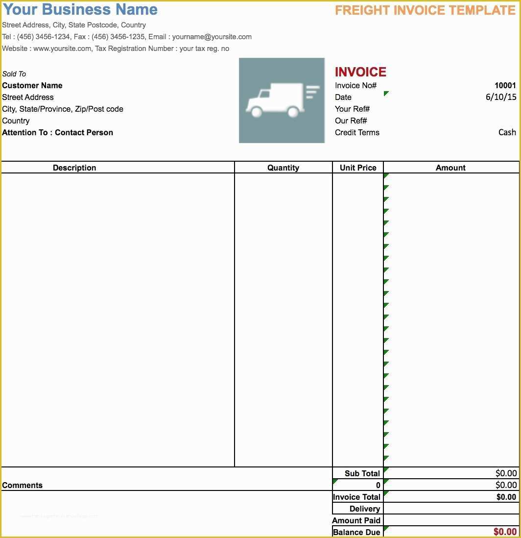 Free Freight Invoice Template Of Trucking Invoice Template Invoice Template Ideas