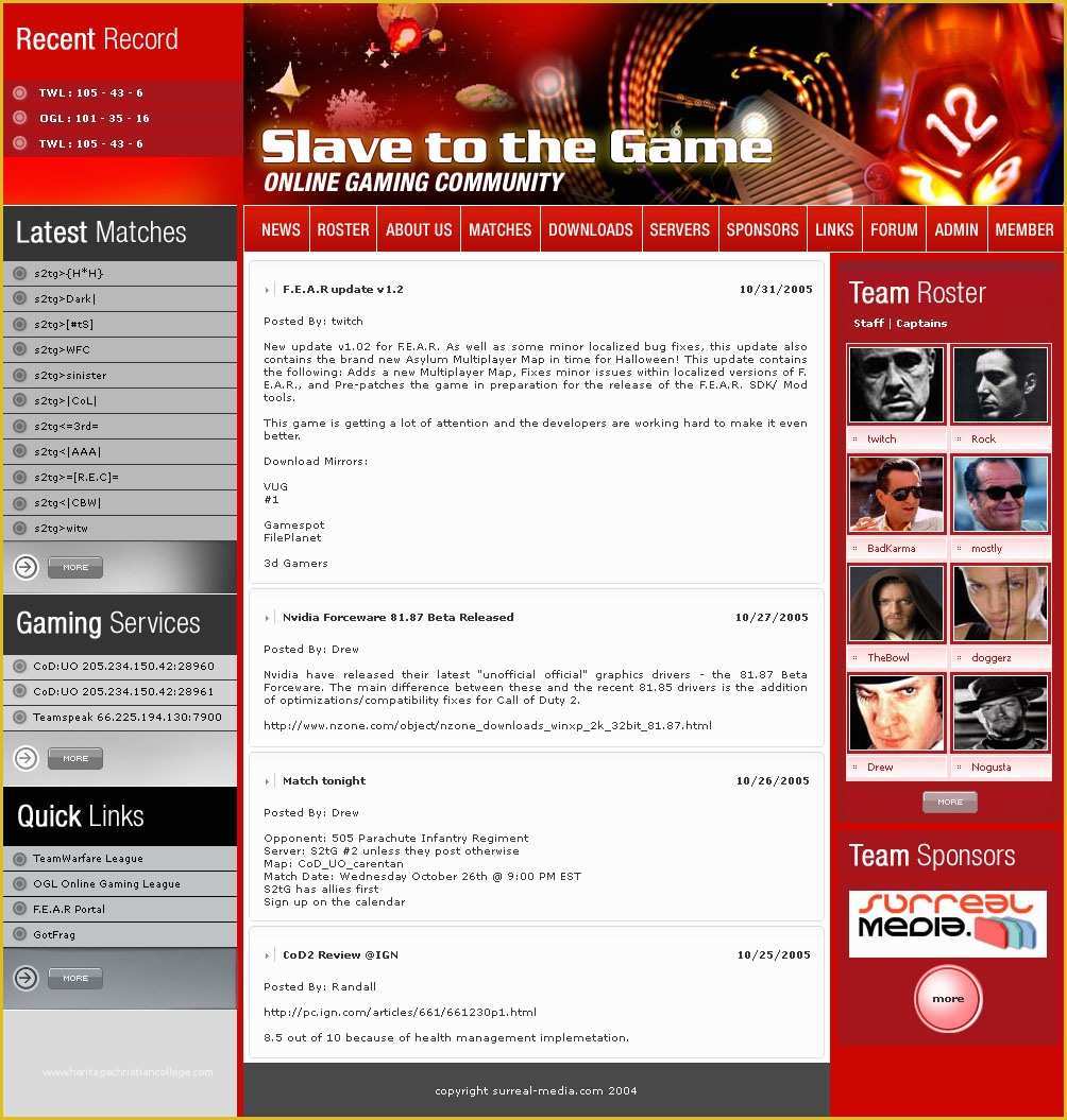 Free Full Website Templates Of Ready Slave to the Game