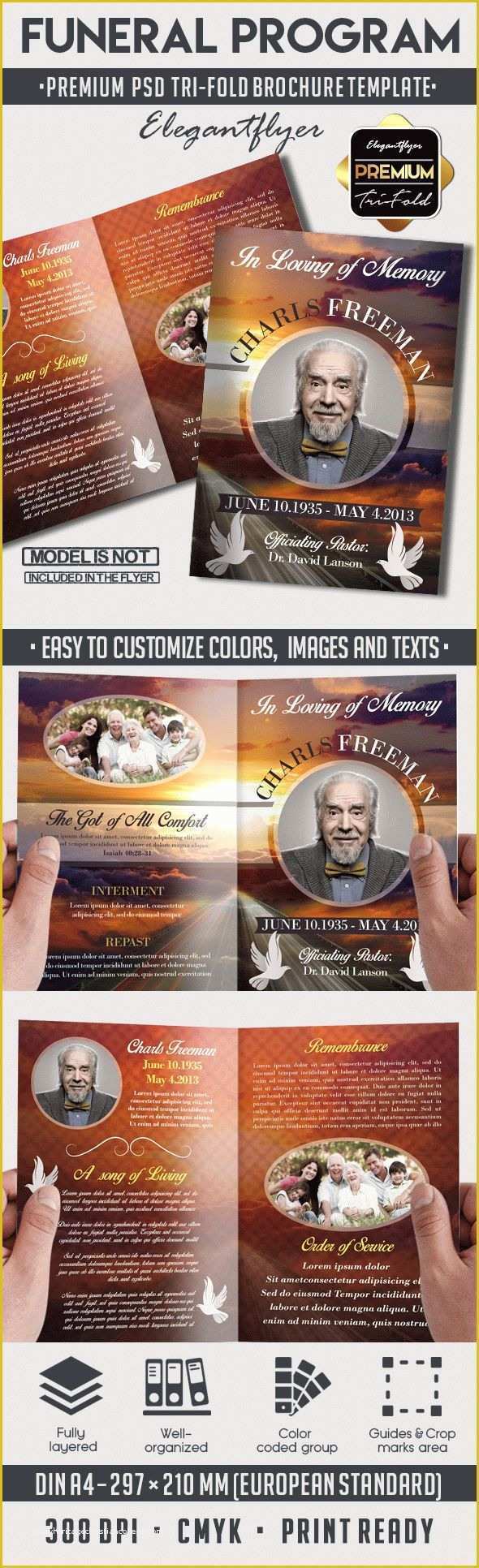Free Funeral Flyer Template Psd Of Bi Fold Brochure for Funeral Program – by Elegantflyer