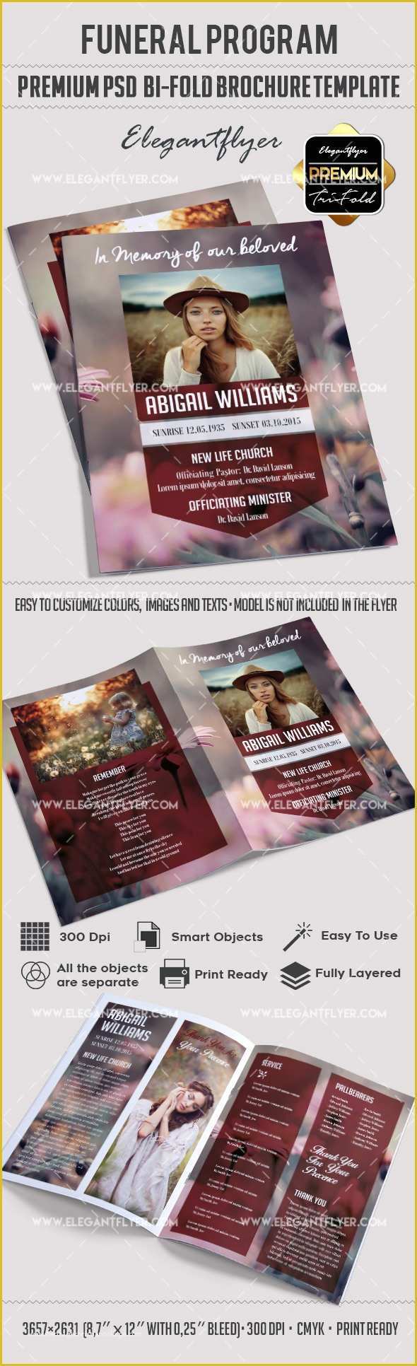 Free Funeral Flyer Template Psd Of Designs Funeral Programs Bi Fold Brochure – by Elegantflyer