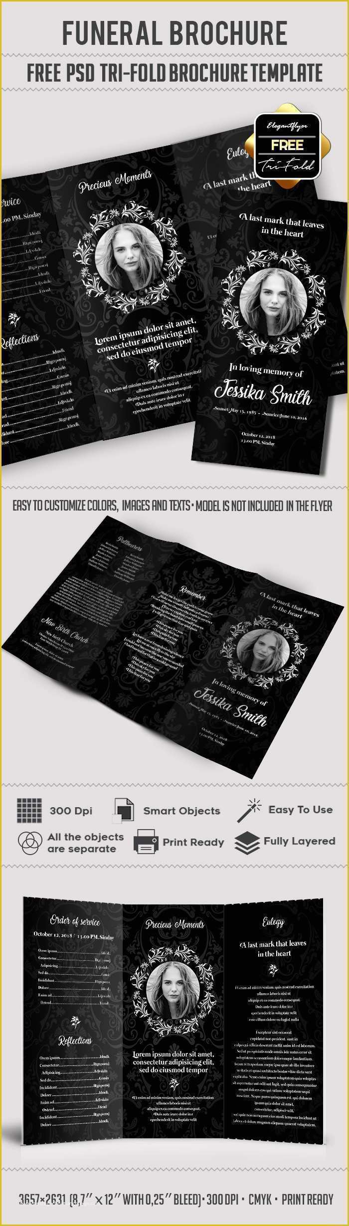 Free Funeral Flyer Template Psd Of Free Funeral Trifold Brochure – by Elegantflyer