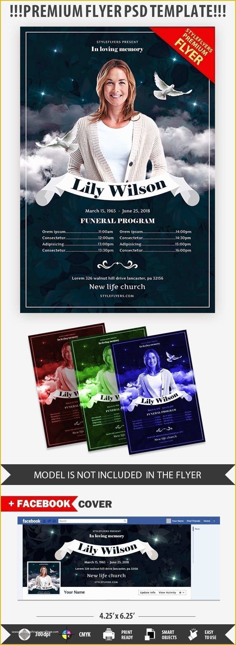 Free Funeral Flyer Template Psd Of Funeral Program Psd Flyer Template Styleflyers