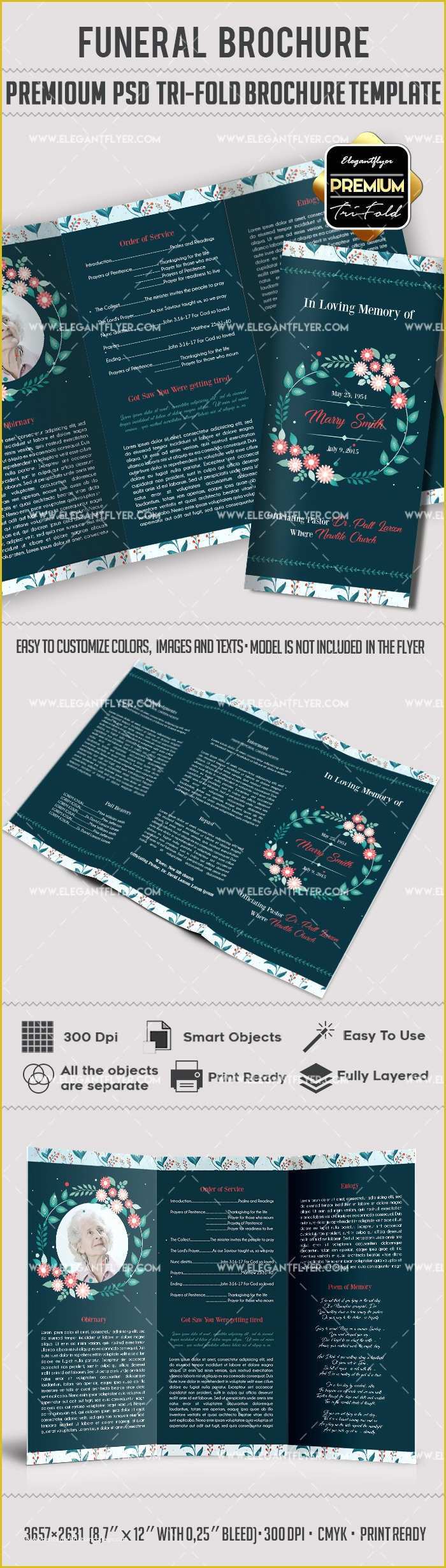 Free Funeral Flyer Template Psd Of Funeral Wreath Designs Tri Fold Brochure – by Elegantflyer