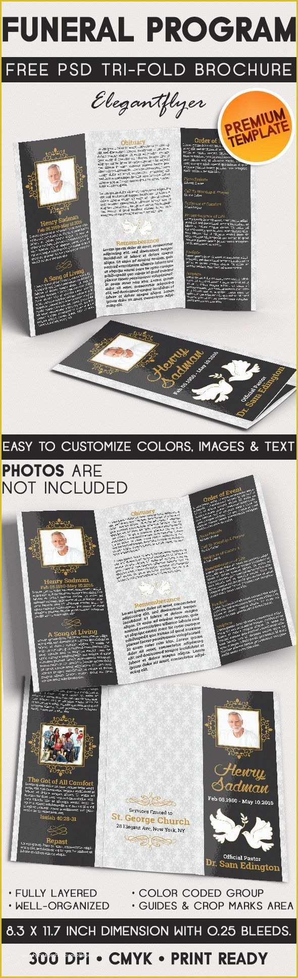 Free Funeral Flyer Template Psd Of Tri Fold Brochure for Funeral Program – by Elegantflyer