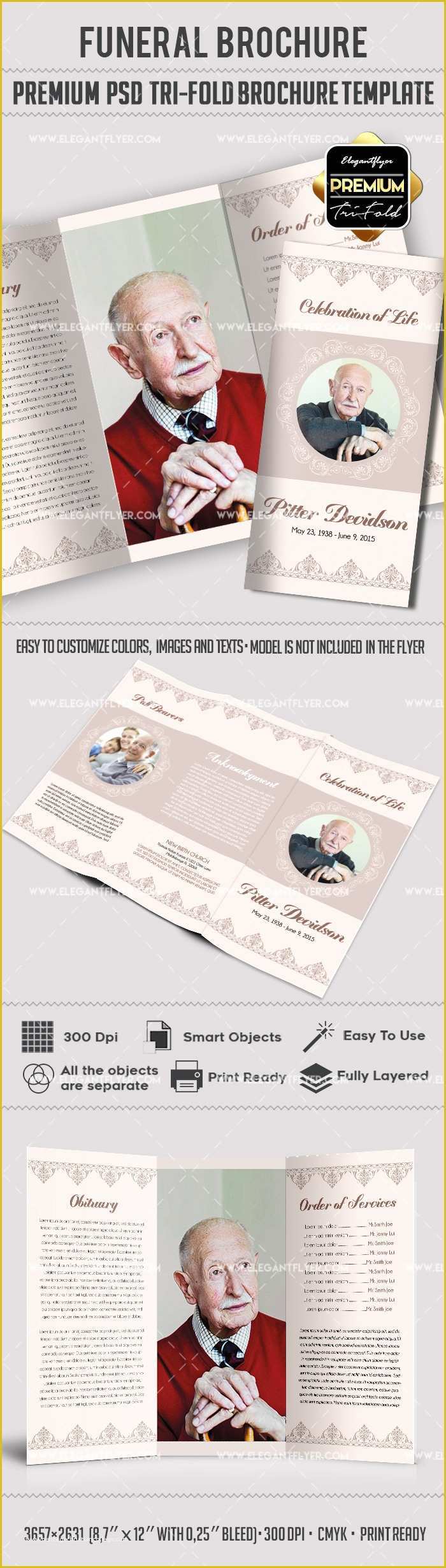 Free Funeral Flyer Template Psd Of Tri Fold Funeral Service Brochure Template – by Elegantflyer